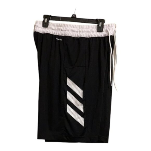 Adidas Mens Athletic Basketball Shorts 3 Stripes Black White Size Med EUC #0422 - Picture 3 of 10